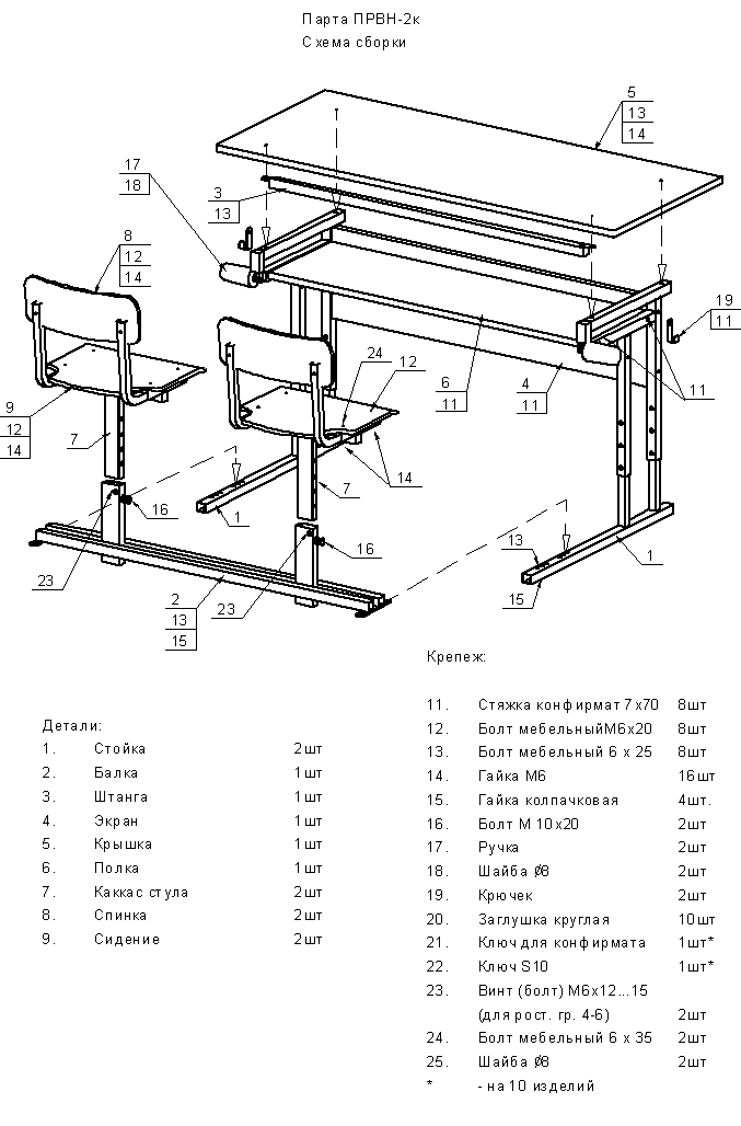 Чертеж Ученической Парты На Одного Человека