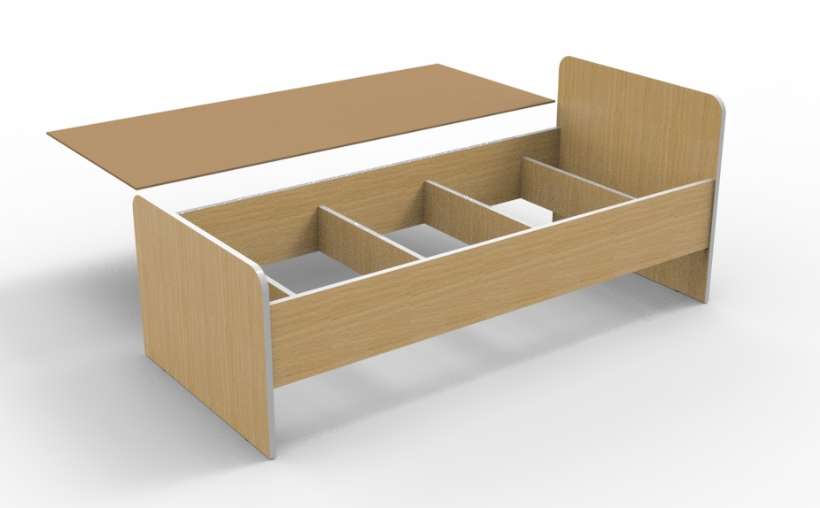 В разложенном положении кровать трех ярусная выкатная, с учетом тумбы, имеет габарит 2465 х 1600 мм в плане.<br />