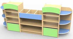 Комплект детских игровых стеллажей для конструктора